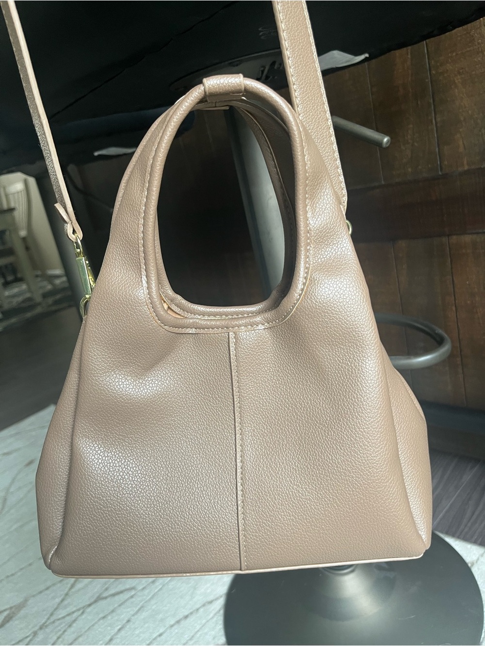 Classic Taupe Shoulder Bag - Women's Handbag